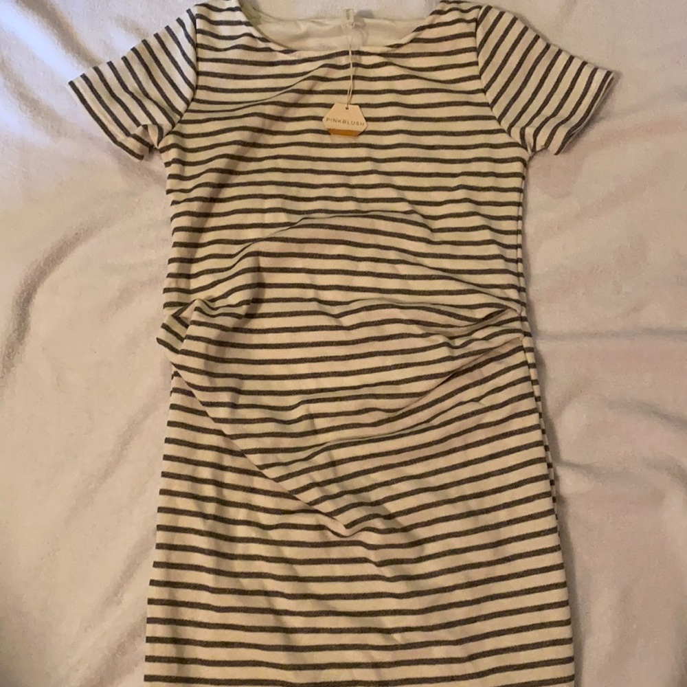 PinkBlush maternity dress. Cream and black, sz small.